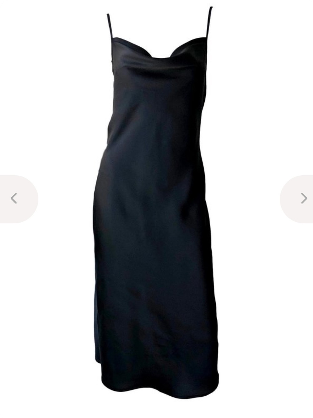 Joie Marcenna Black Satin Slip Midi Dress in Caviar Black Size M